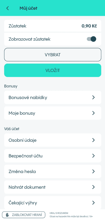 Správa účtu