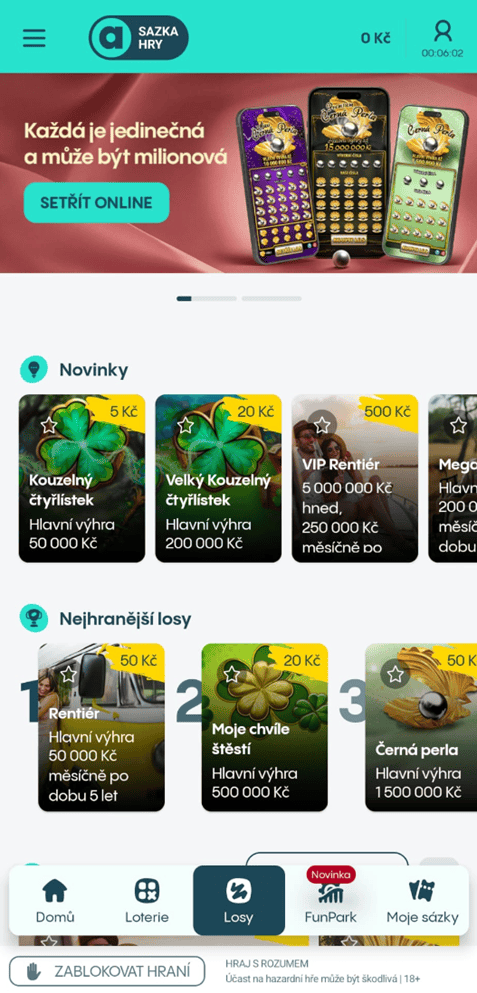 Allwyn stírací losy v aplikaci