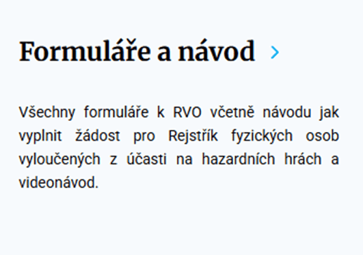 vyberte políčko „Formuláře a návod“