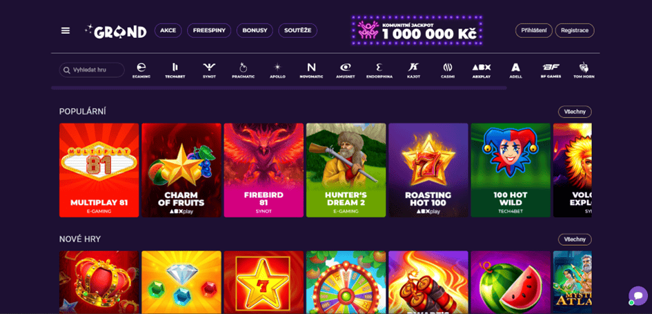 Nabídka her na Grandwinu