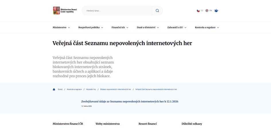 Blacklist nepovolených stránek