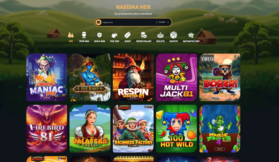 Nabídka her v casinu