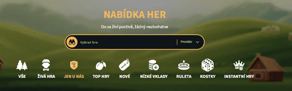Možnosti filtrace her