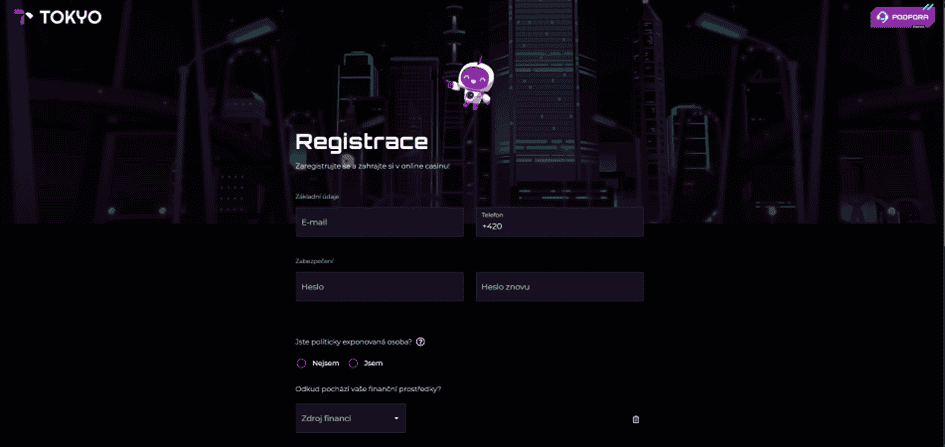 Registrační formulář