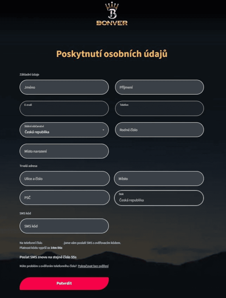 Vyplňte údaje