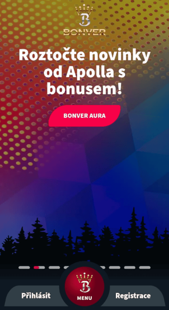 Mobilní verze stránek Bonver Casina