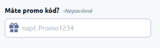 Pole pro zadání promo kódu