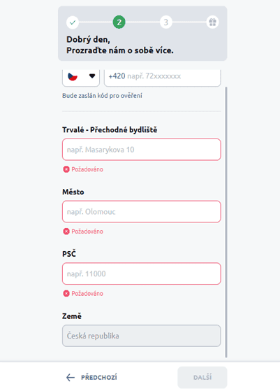 Druhá strana formuláře