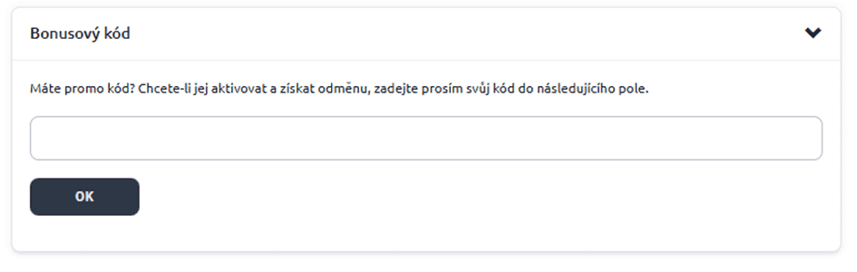 Zadejte bonusový kód