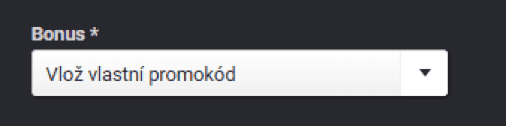 vyberte Vlož vlastní promo kód“