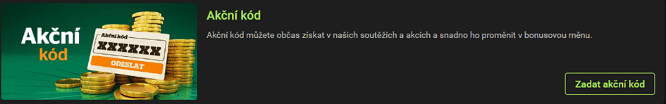 zvolte možnost „Akční kód“