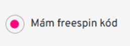 Klikněte na možnost Mám freespin kód