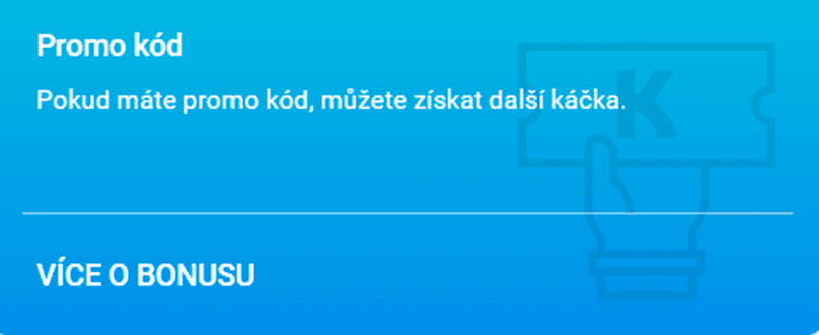 klikněte na tlačítko Promo kód