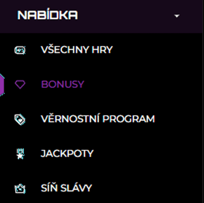 vyberte možnost Bonusy