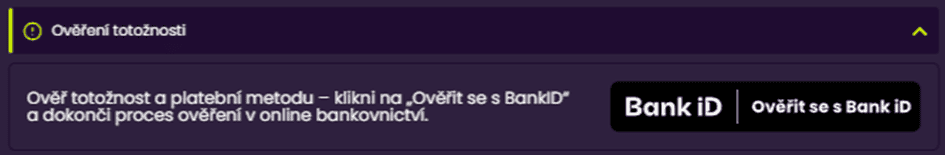 Ověření totožnosti & platební metody