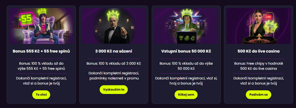 Výběr z registračních bonusů
