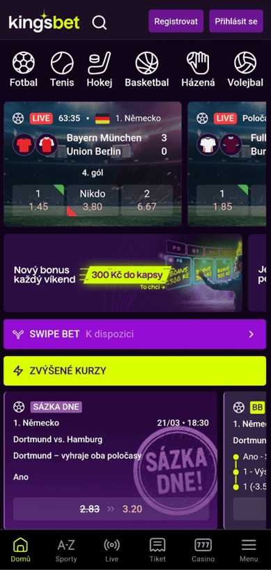 Mobilní aplikace Kingsbet