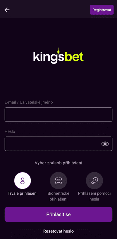 Přihlášení do aplikace