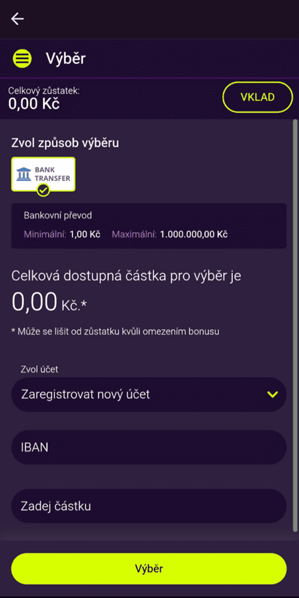Možnosti výběrů