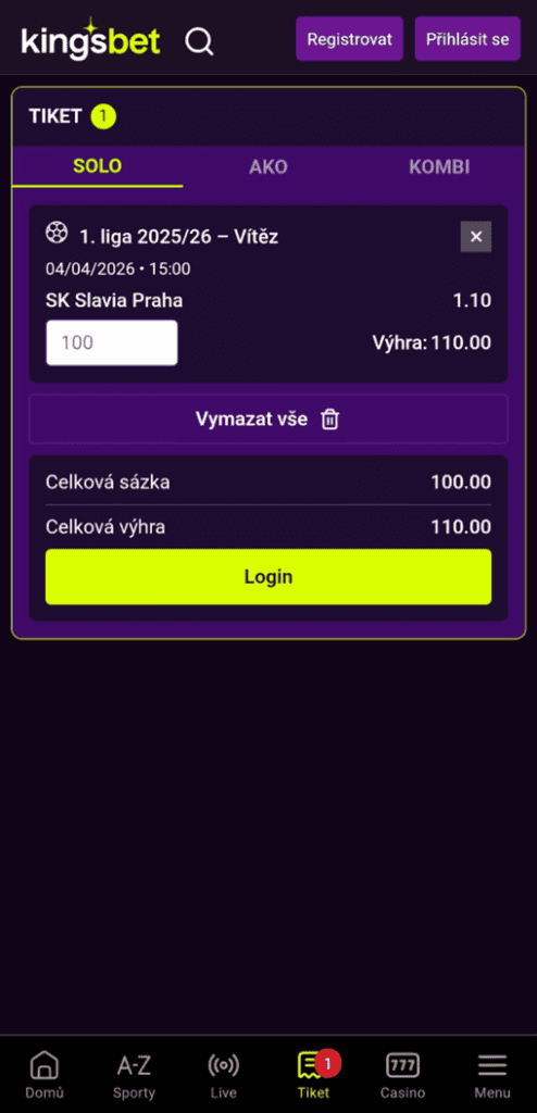 Vsazení tiketu