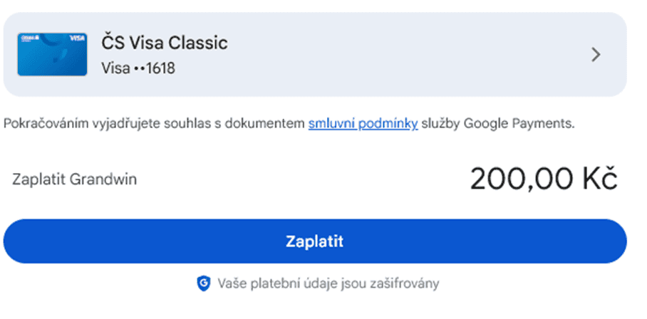 budete přesměrování do google pay