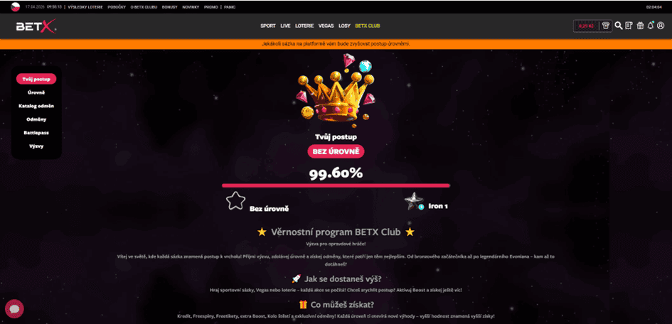 Věrnostní program BetX Club