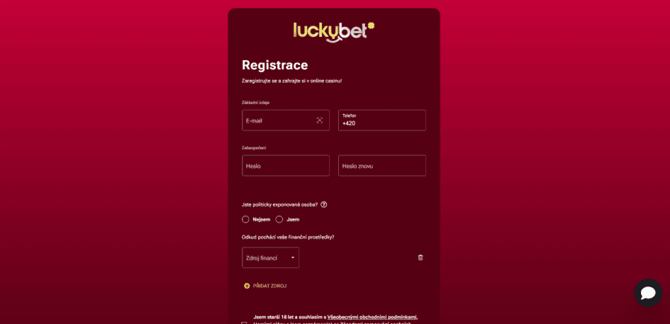 Registrační stránka