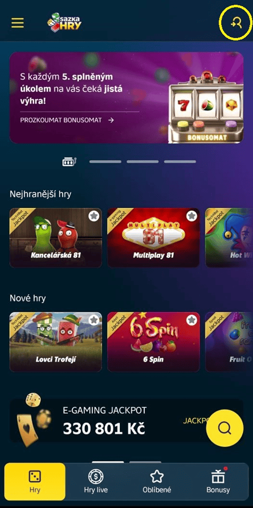 Přihlášení do mobilní aplikace