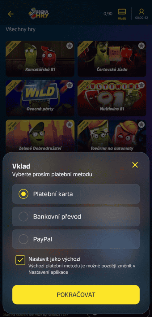 Vklady a výplaty