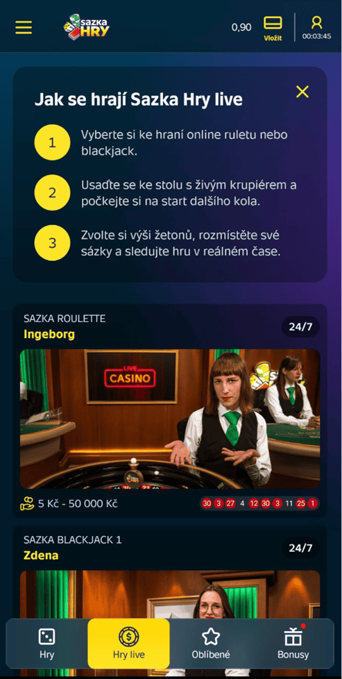 Live hry