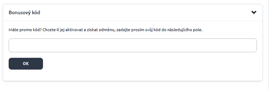 Zadání promo kódu