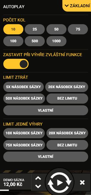 Pokročilé nastavení ve hrách od Hacksaw Gaming