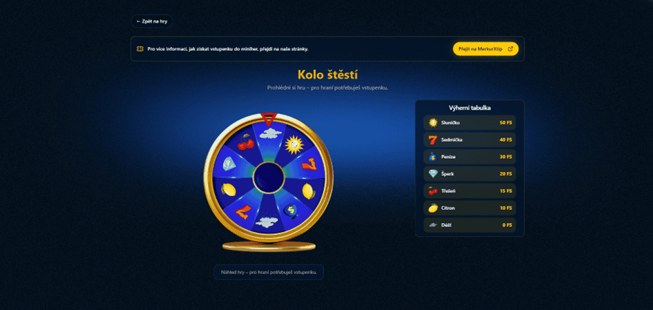 Kolo štěstí jako minihra u MerkurXtip