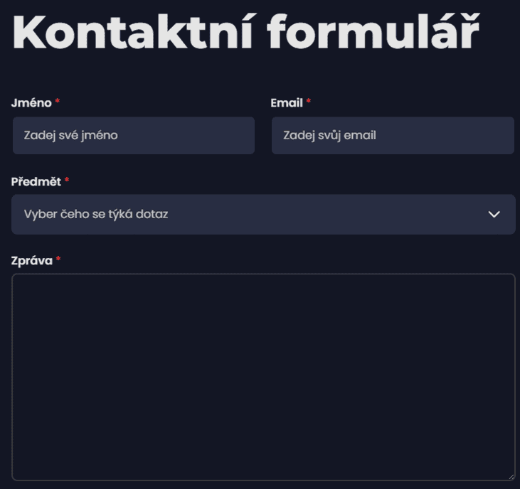 Vyplňte kontaktní formulář