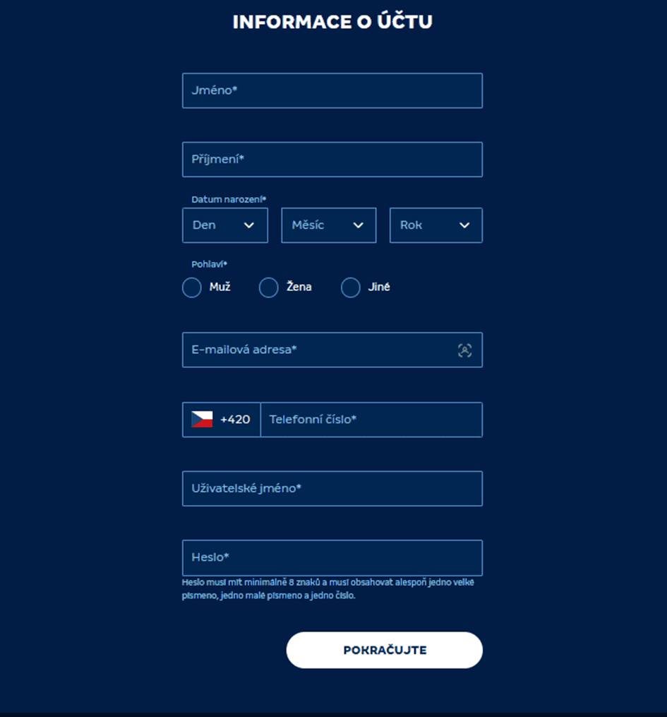 Registrační formulář