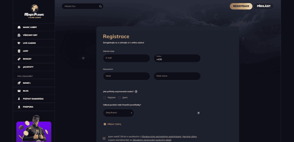 Registrační formulář
