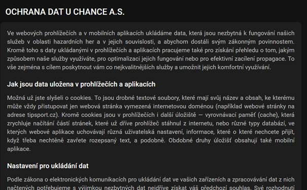 Ochrana dat u Chance