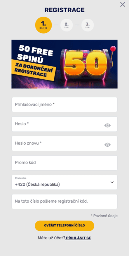 Registrační formulář