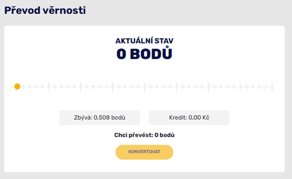 Stav bodů ve věrnostním programu