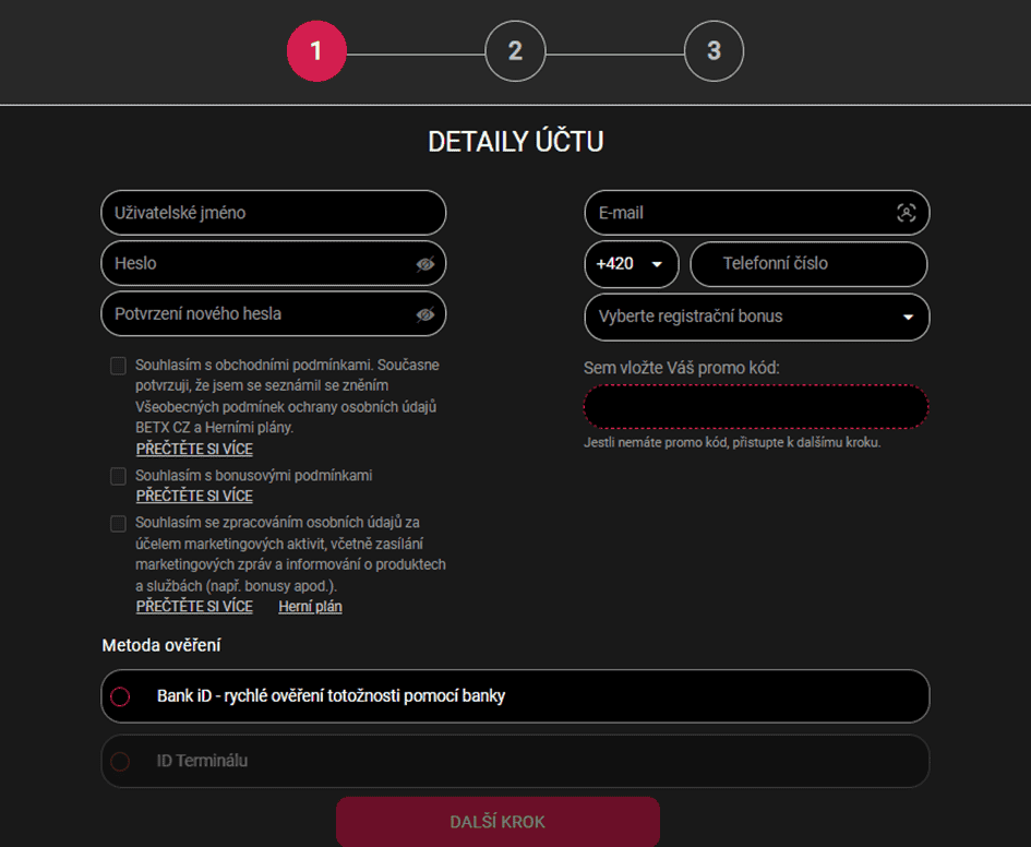 Registrační formulář
