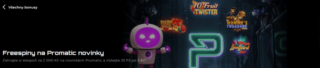 Bonus 125 Kč ve free spinech
