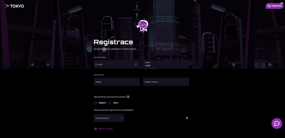 Registrace na Tokyu