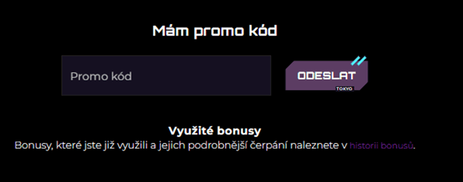 Polo pro zadání promo kódu