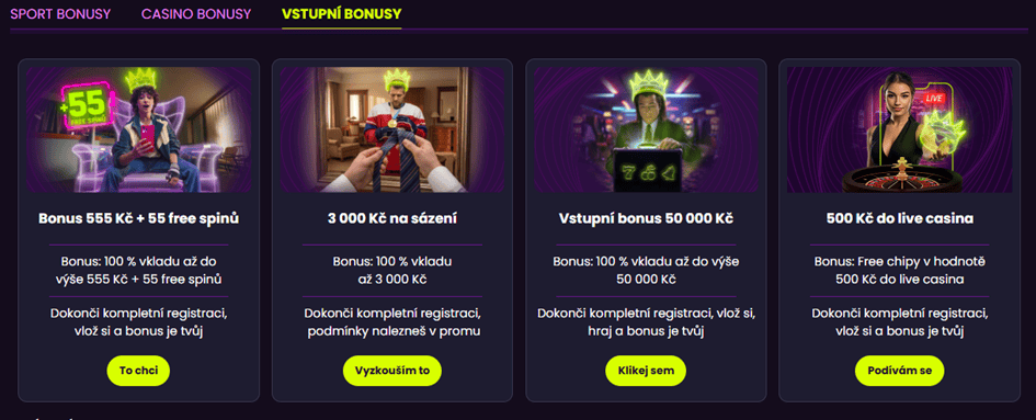 Aktuální vstupní bonusy
