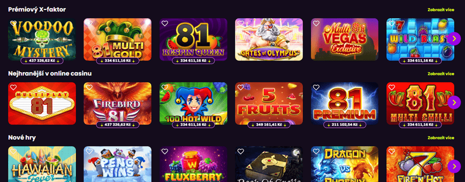 Dostupné hry v casinu