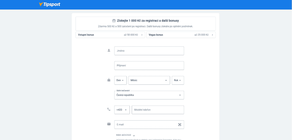 Registrační formulář