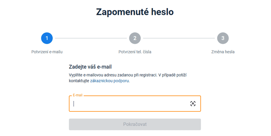 Obnovení zapomenutého hesla