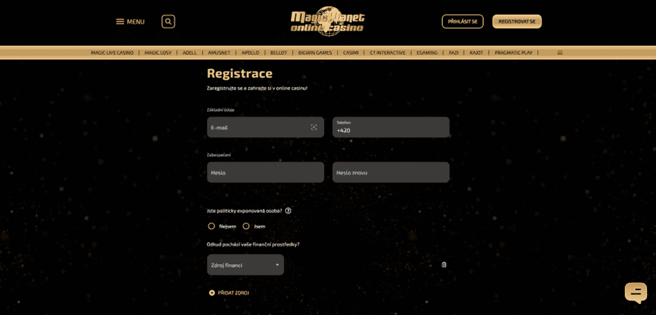 Registrační formulář