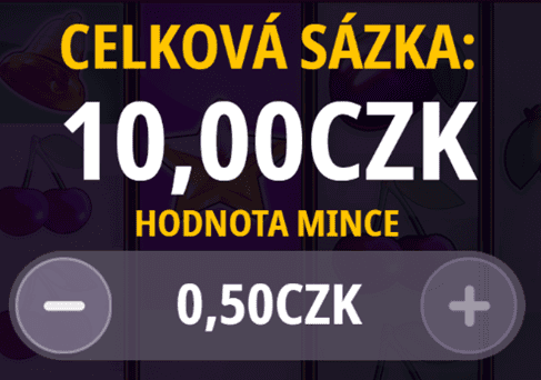 Nastavení sázky a mince