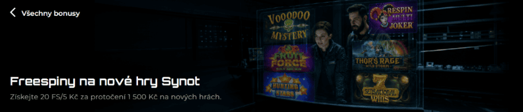 Bonus 100 Kč ve free spinech
